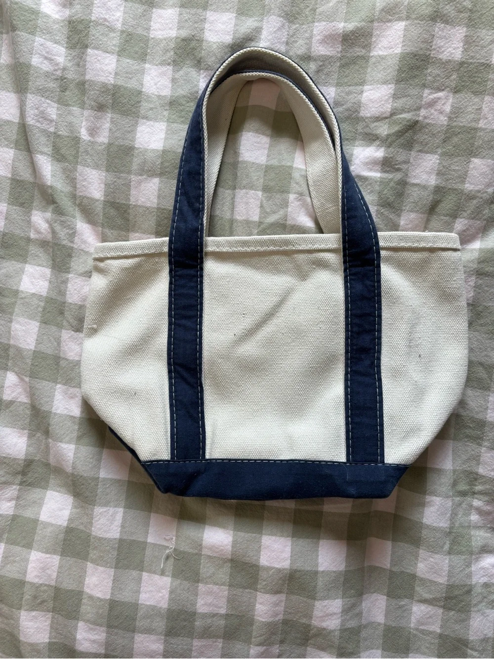 Mini Stonewall Kitchen Small Canvas Tote in Cream and Navy